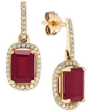 image of Certified Ruby (2-1/3 ct. t.w.) and Diamond (1/5 ct. t.w.) Drop Earrings in 14k Gold