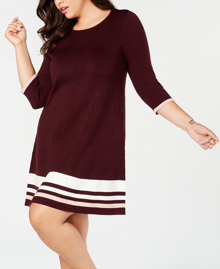 Jessica Howard Plus Size Striped Fit & Flare Sweater Dress & Reviews ...