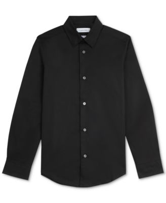 Big Boys Slim Fit Solid Stretch Poplin Dress Shirt 