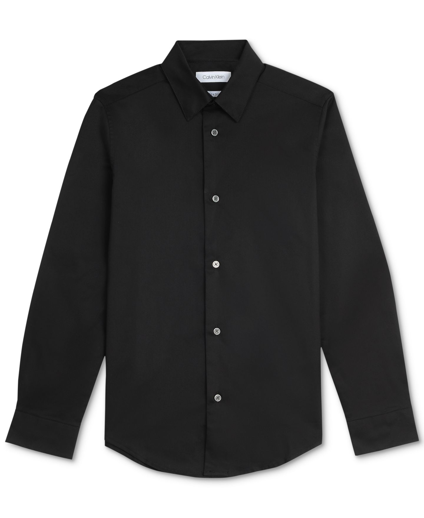 Рубашка Calvin Klein Slim Fit Solid Stretch Poplin Dress Shirt для мальчиков, цвет: Чёрный — фото 3