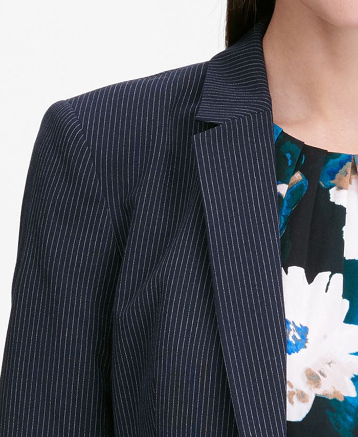 Calvin Klein Pinstripe One-Button Blazer - Macy's