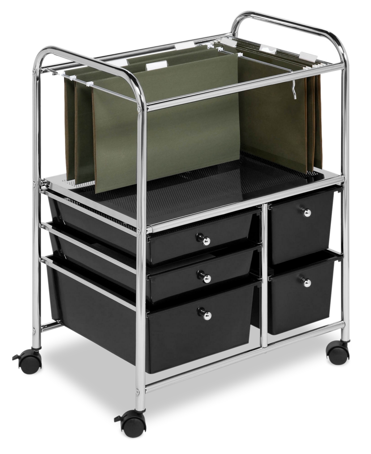 Honey Can Do Hanging File Storage Cart, 5 Drawer In Black,chrome