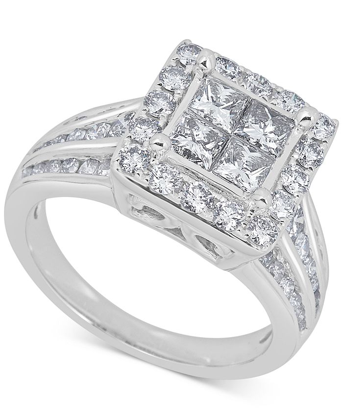 Macy's Diamond (2 ct. t.w.) Cluster Ring in 14k White Gold - Macy's