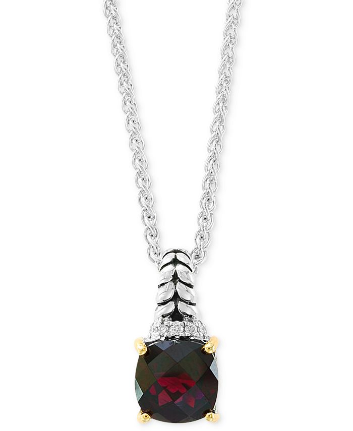 EFFY Collection - Rhodolite Garnet (2 ct. t.w.) & Diamond Accent 18" Pendant Necklace in Sterling Silver & 18k Gold
