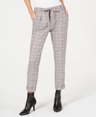 plaid tie waist pants