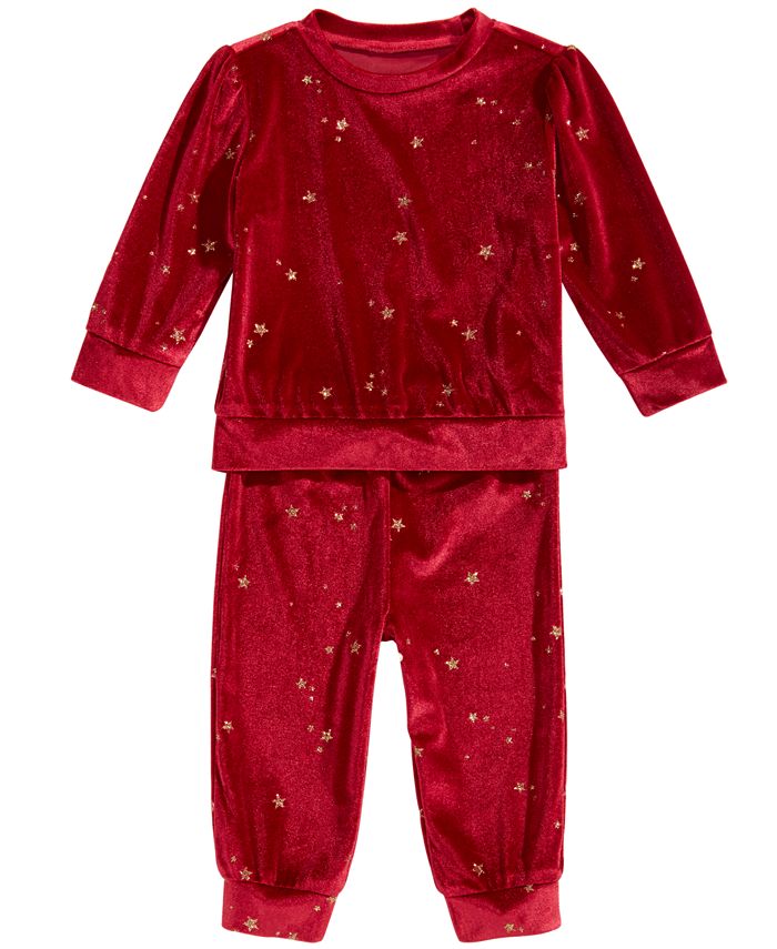 Baby girls velour PR55G Red 2pc pants set