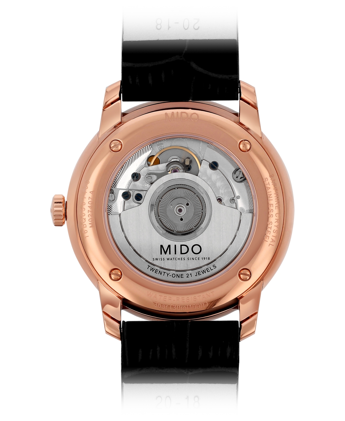 Mido Men's Swiss Automatic Baroncelli Iii Heritage Black Leather Strap Watch 39mm In Black