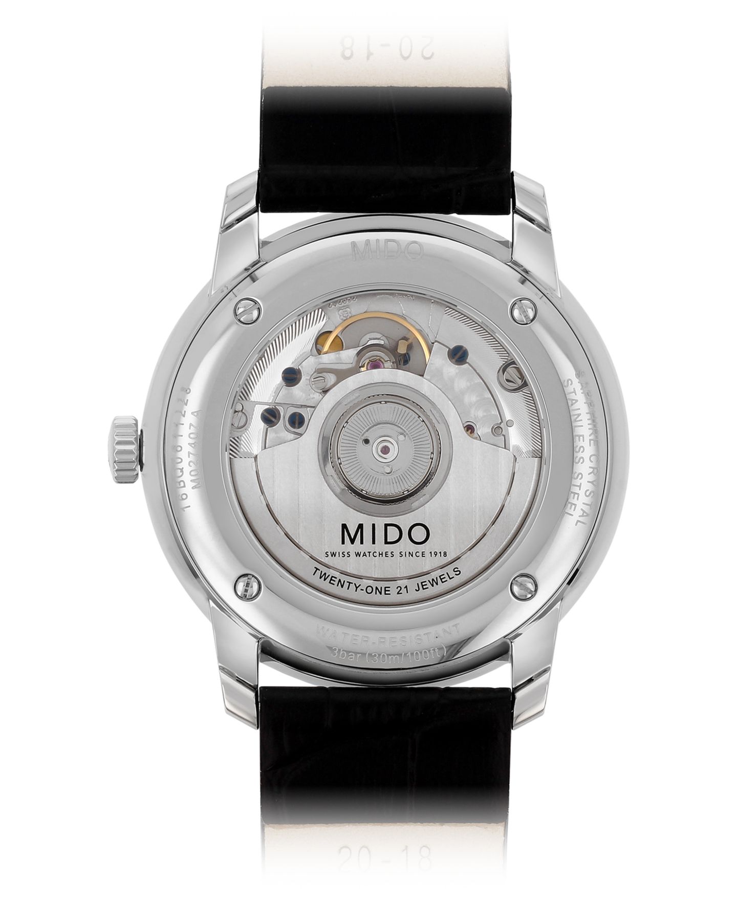 Мужские часы Mido Swiss Automatic Baroncelli III Heritage Black Leather Strap Watch 39mm — фото 3