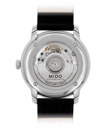 Mido - Men's Swiss Automatic Baroncelli III Heritage Black Leather Strap Watch 39mm