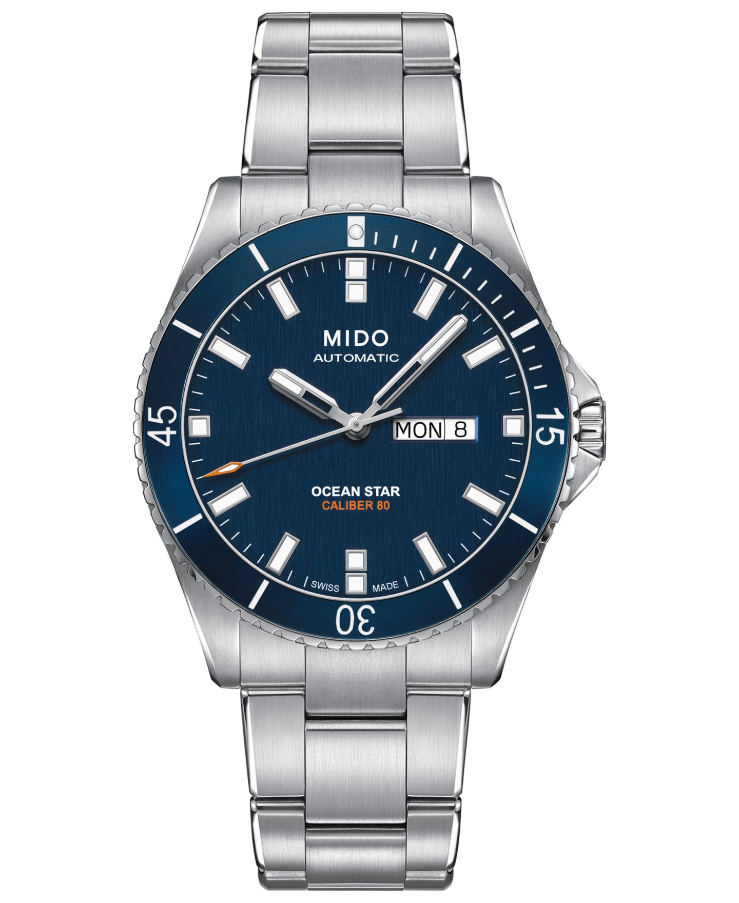 Мужские часы Mido Swiss Automatic Ocean Star Captain V Stainless Steel Bracelet Watch 42.5mm — фото 1
