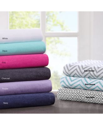 Intelligent Design Cotton Blend Jersey Knit Sheet Set Collection Bedding In Purple