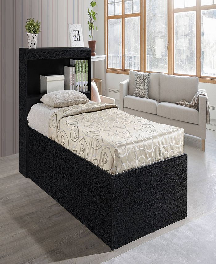 Hodedah TwinSize Captain Bed with 3Drawers and Headboard in Black