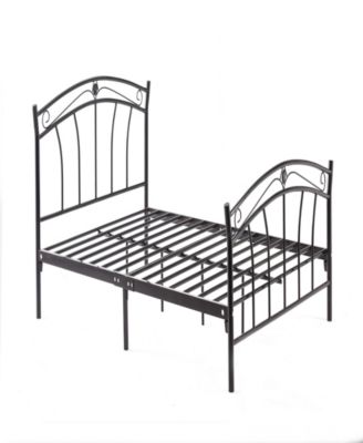 Hodedah - Complete Metal Full-Size Bed with Headboard, Footboard, Slats and Rails in Black