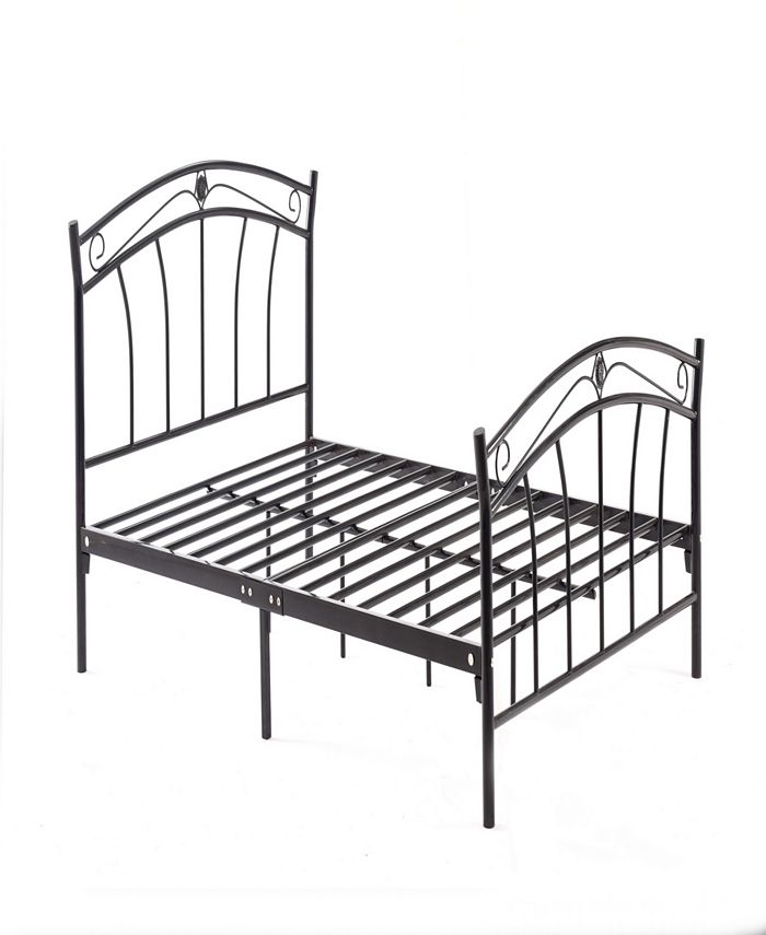 Hodedah Complete Metal FullSize Bed with Headboard, Footboard, Slats