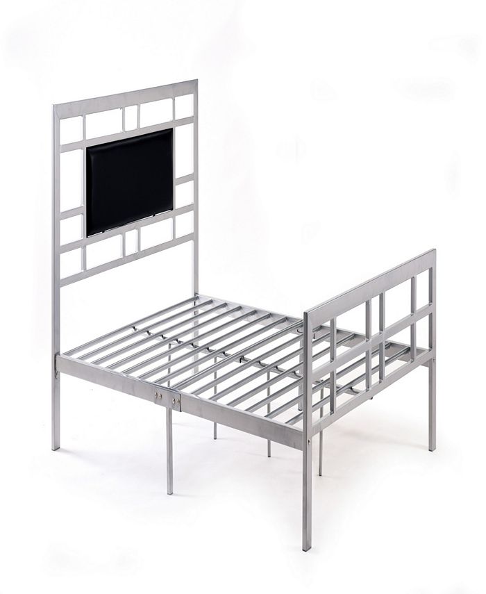 Hodedah Complete Metal FullSize Bed with Headboard, Footboard, Slats