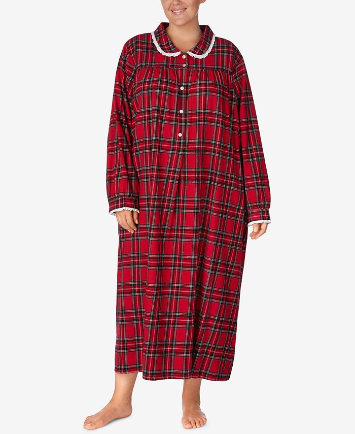 Lanz of Salzburg Plus Size Printed Cotton Flannel Nightgown - Macy's