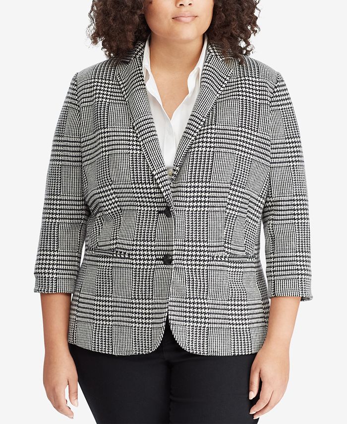 Plaid plus sale size blazer