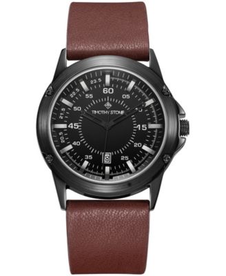 Timothy Stone - Mens Norse Quartz Metal and Genuine Leather Strap Watch