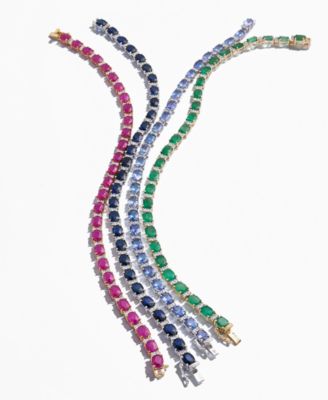 EFFY&reg; Emerald (9-1/3 ct. t.w.) and Diamond (1/4 ct. t.w.) Tennis Bracelet in 14k Gold (Also Available in Brasilica by EFFY&reg; Sapphire)