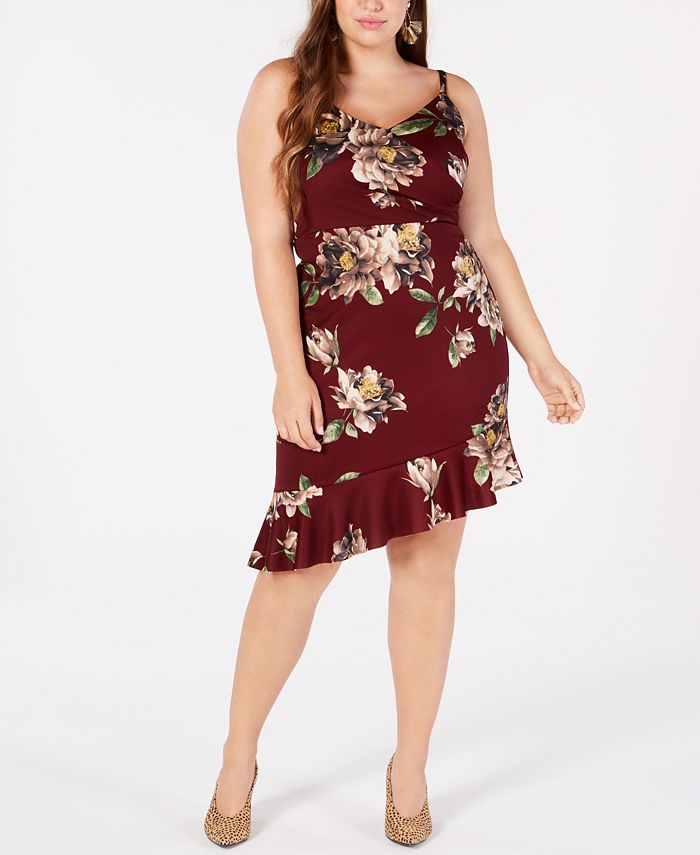 Soprano Trendy Plus Size Floral Ruffled Bodycon Dress Macy's