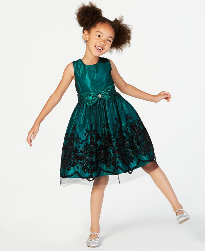 Jayne Copeland Toddler Girls Glitter Flocked Dress - Macy's
