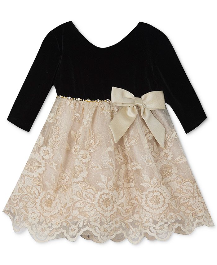 Rare Editions Baby Girls Lace Velvet Dress Macy's