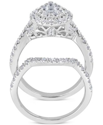 3-Pc. Diamond Pear Cluster Bridal Set (2 ct. t.w.) in 14k White Gold