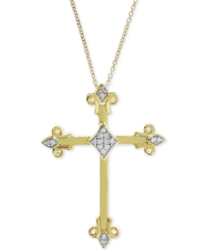 image of Diamond Cross Pendant Necklace (1/10 ct. t.w.), 18