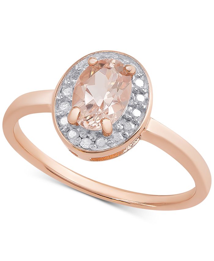 Macy's Morganite (5/8 ct. t.w.) & Diamond Accent Ring in 18k Rose Gold ...