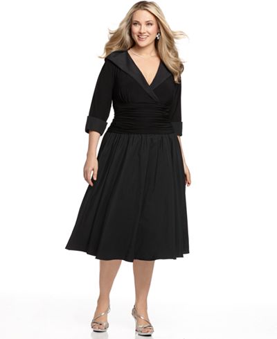 Jessica Howard Plus Size Portrait Collar A-Line Dress