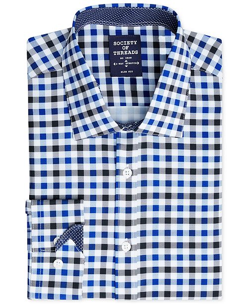 Society of Threads Men's SlimFit Performance Stretch Gingham Dress Shirt & Reviews Dress