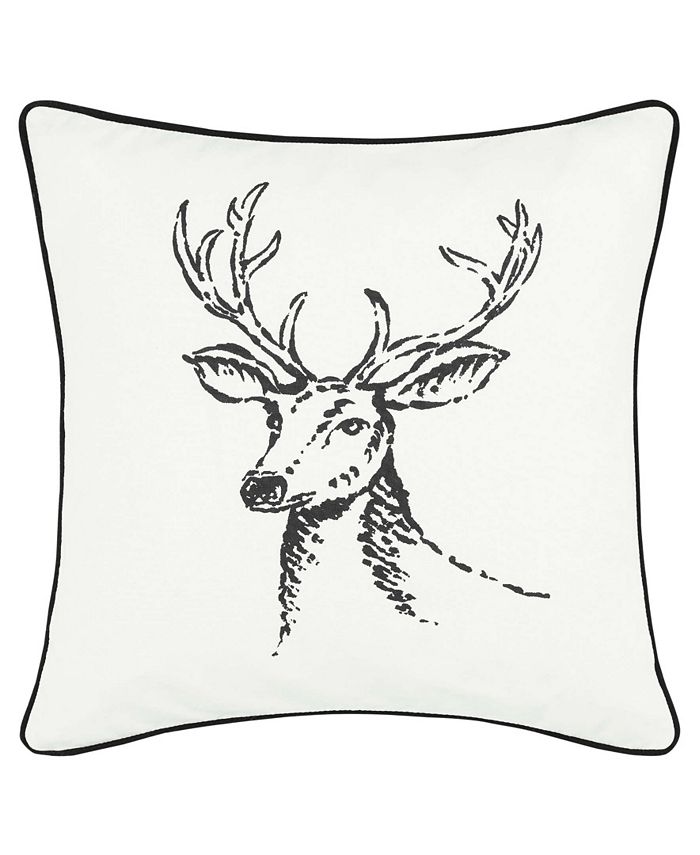 Eddie Bauer Winter Morning Stag Cotton Square Decorative Pillow, 20" X