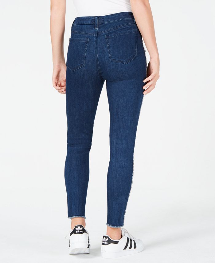 Tinseltown Juniors' Glitter-Striped Skinny Jeans - Macy's