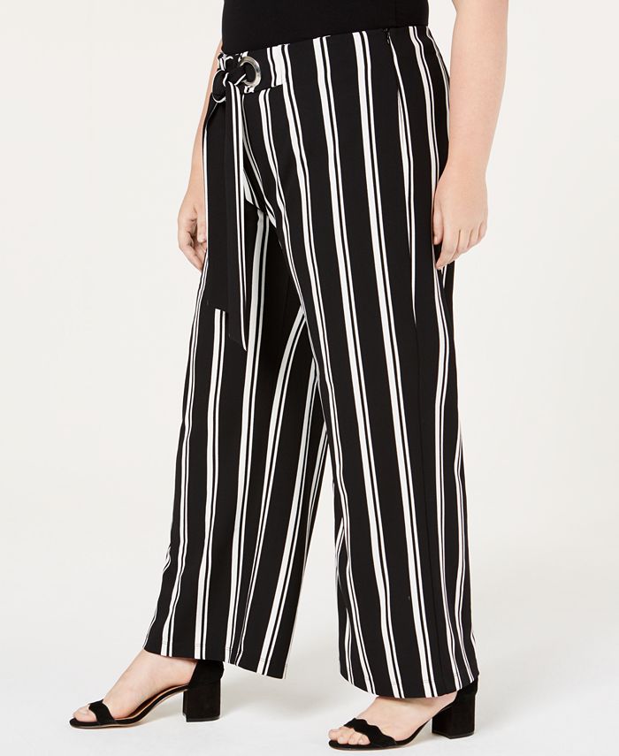NY Collection Plus & Petite Plus Size Striped Wide-Leg Pants - Macy's