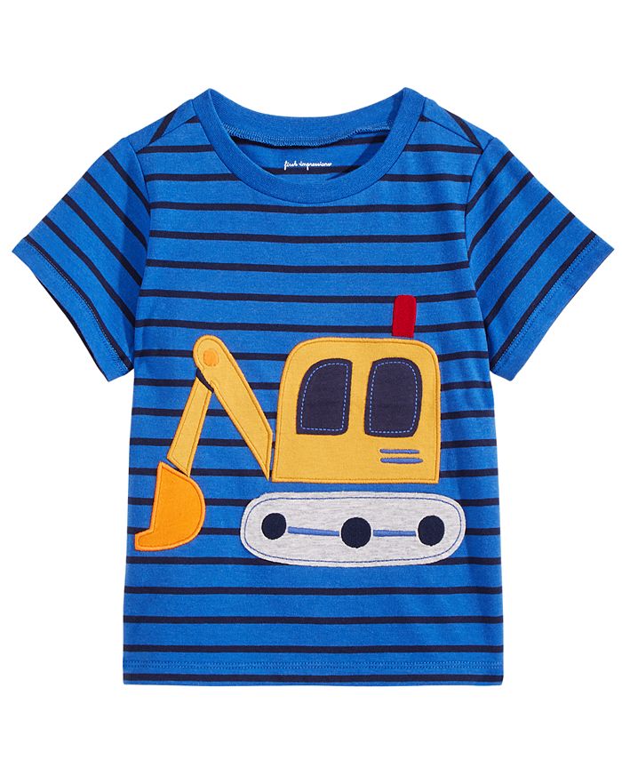First Impressions Baby Boys Striped Tractor-Print Cotton T-Shirt ...