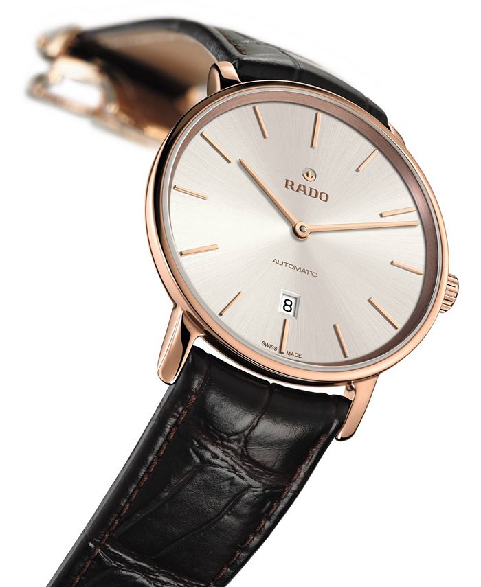 Rado Men's Swiss Automatic DiaMaster Brown Leather Strap Watch 41mm