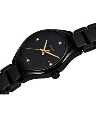 Women's Swiss True Diamond Accent Black High-Tech Ceramic Bracelet Watch 30mm R27059712