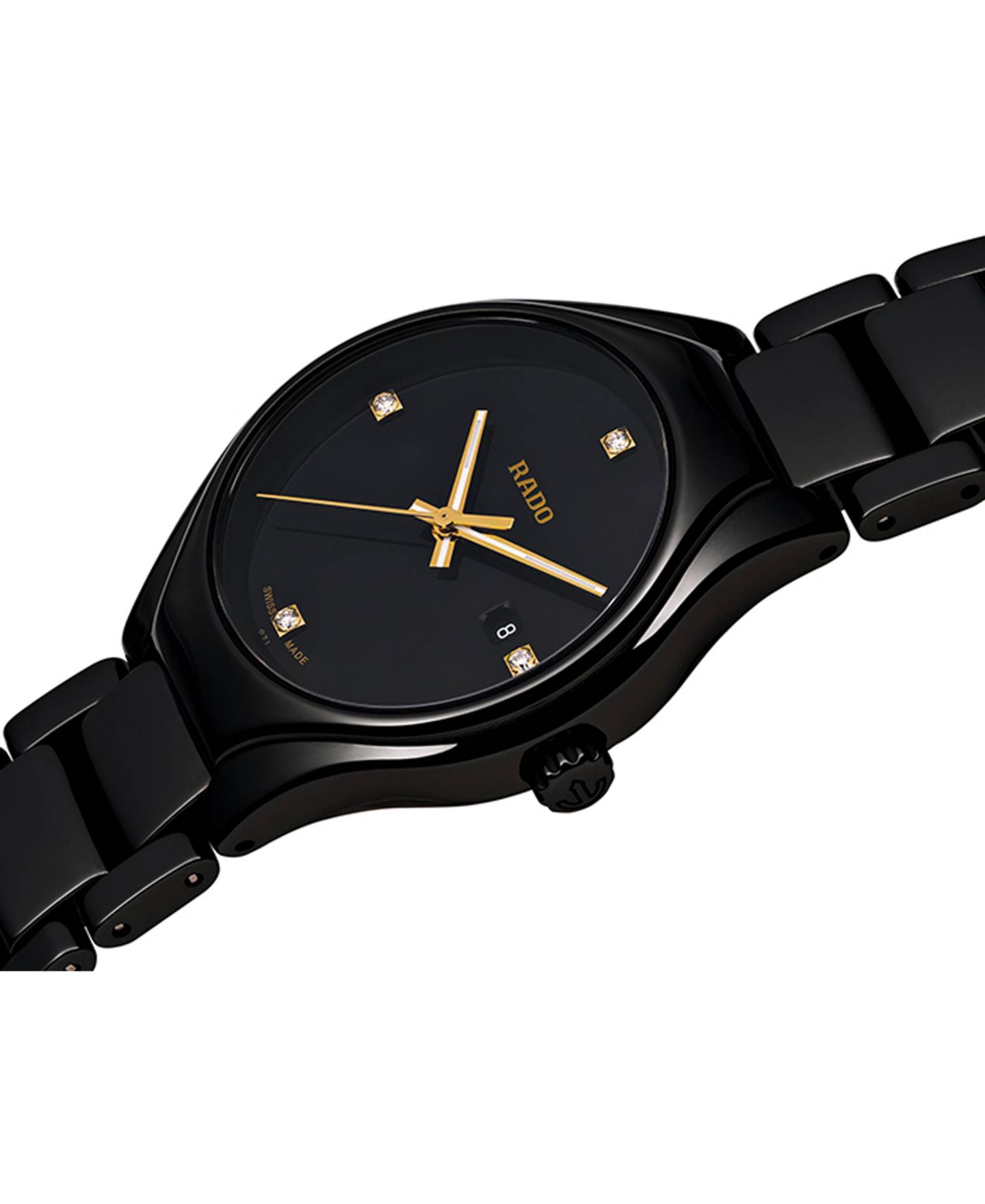 Женские часы Rado Swiss True Diamond Accent Black High-Tech Ceramic Bracelet Watch 30mm R27059712 — фото 5