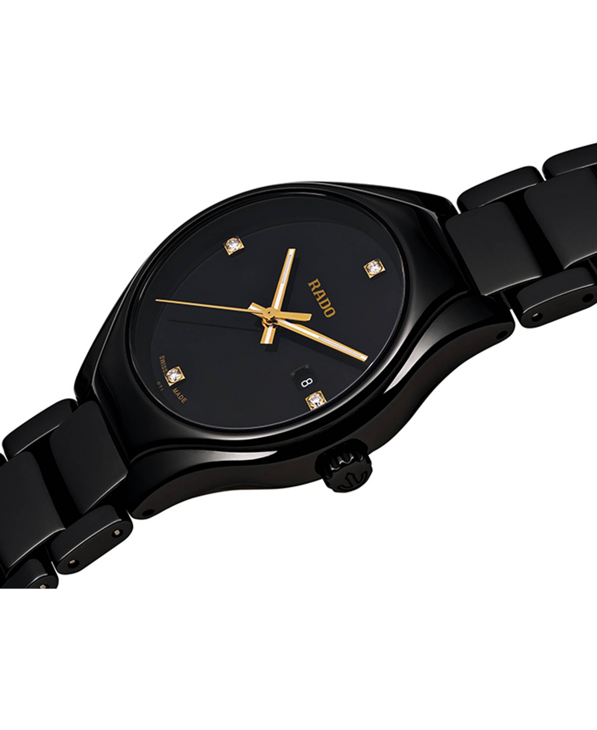 Rado Women's Swiss True Diamond Accent Black High-tech Ceramic Bracelet Watch 30mm R27059712 In No Color