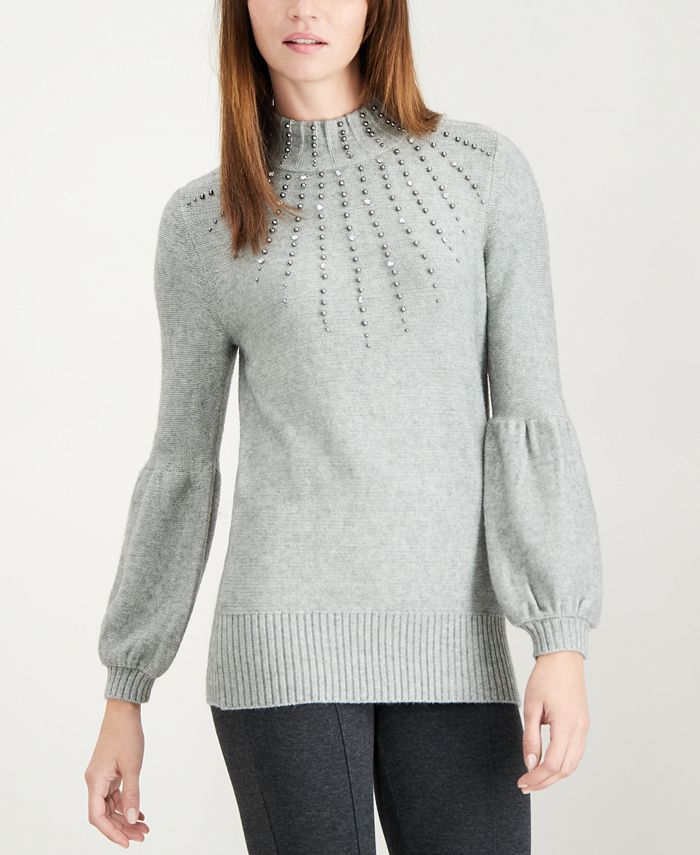 Alfani Studded Turtleneck Sweater, Created for Macy's - Macy's
