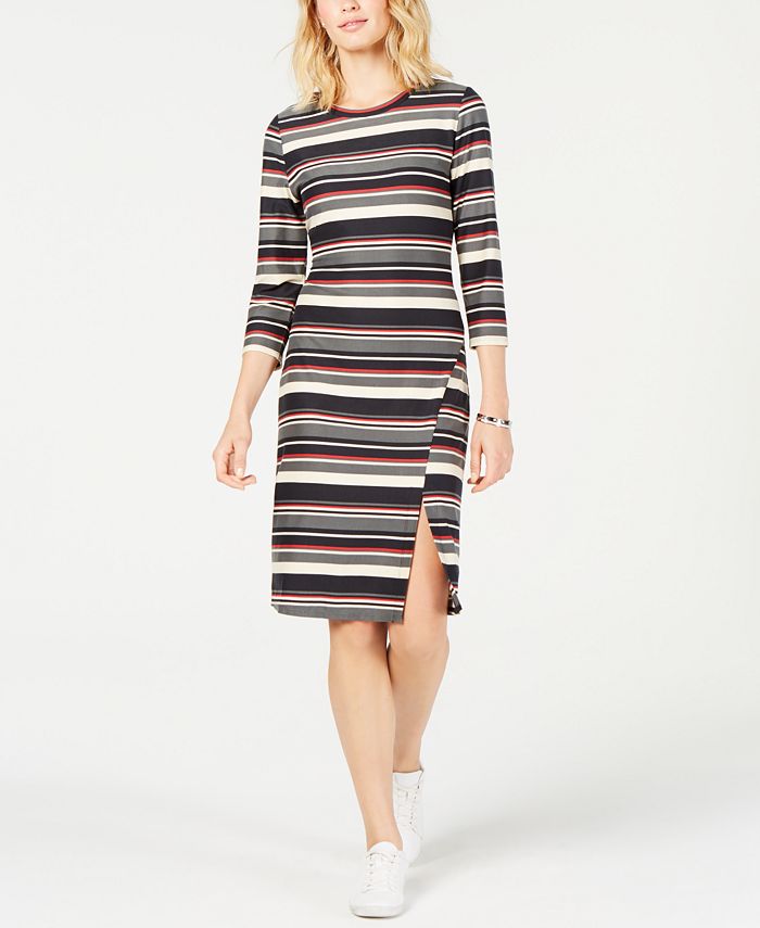 Monteau Petite Striped Bodycon Dress - Macy's
