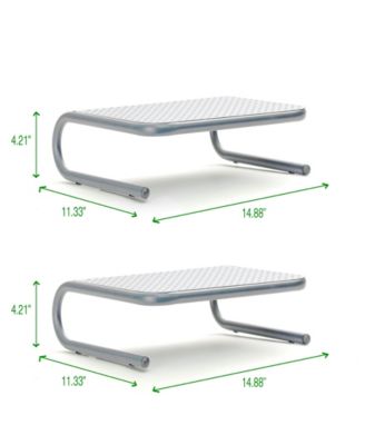 Mind Reader Metal Monitor Stand, 2-Pack, Silver