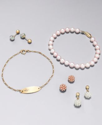 Children's Diamond Accent Figaro Chain ID Bracelet in 14k Gold