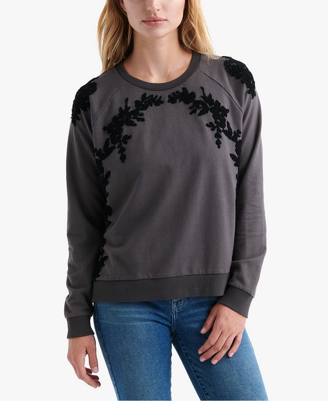 Download Lucky Brand Floral Chenille Sweatshirt & Reviews - Tops ...