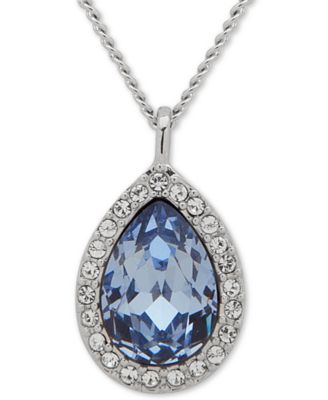 Givenchy Pavé & Stone Pear Pendant Necklace, 16" + 3" extender, Created for Macy's