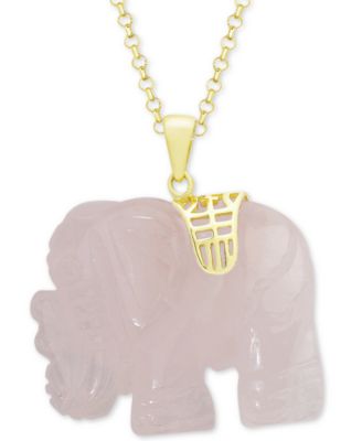 rose quartz elephant necklace