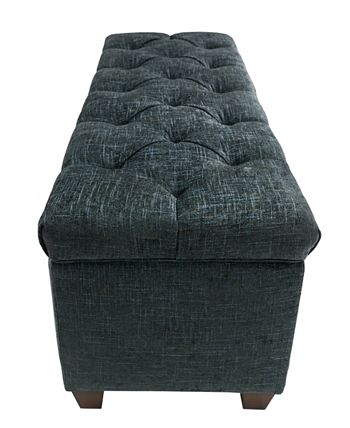MJL Furniture Designs - The Storage Secret Diamond Tufted ATLAS MIDNIGHT Linen Bench