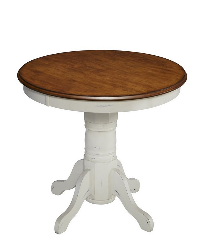 Home Styles - The French Countryside Oak and Rubbed White Pedestal Table