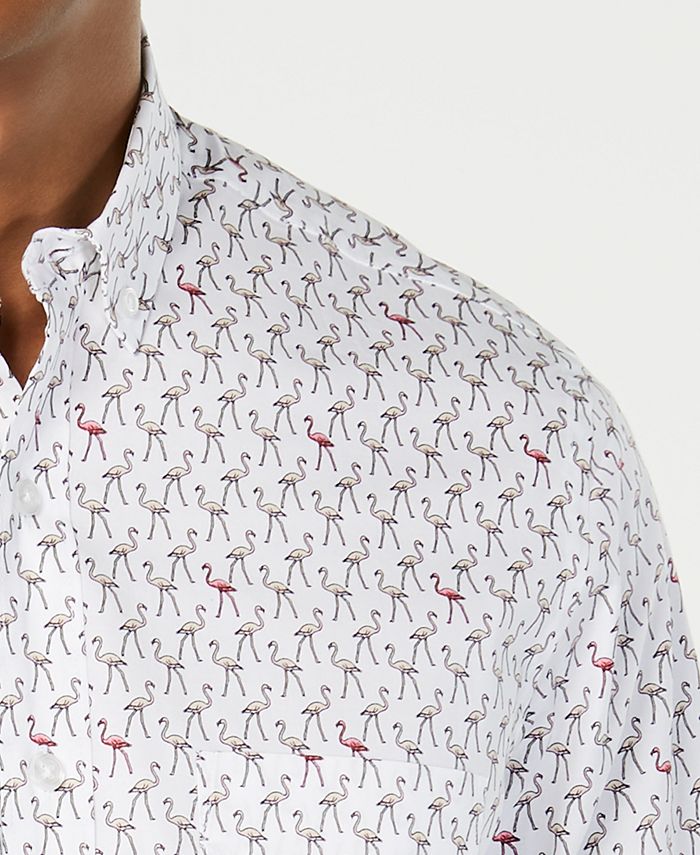 Club Room Men's Flamingo Print Short Sleeve Shirt, Created for Macy's ...
