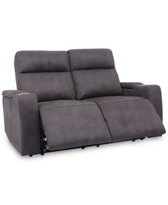 Furniture - Oaklyn 2-Pc. 61" Fabric Loveseat With 2 Power Recliners, Power Headrests And USB Power Outlet
